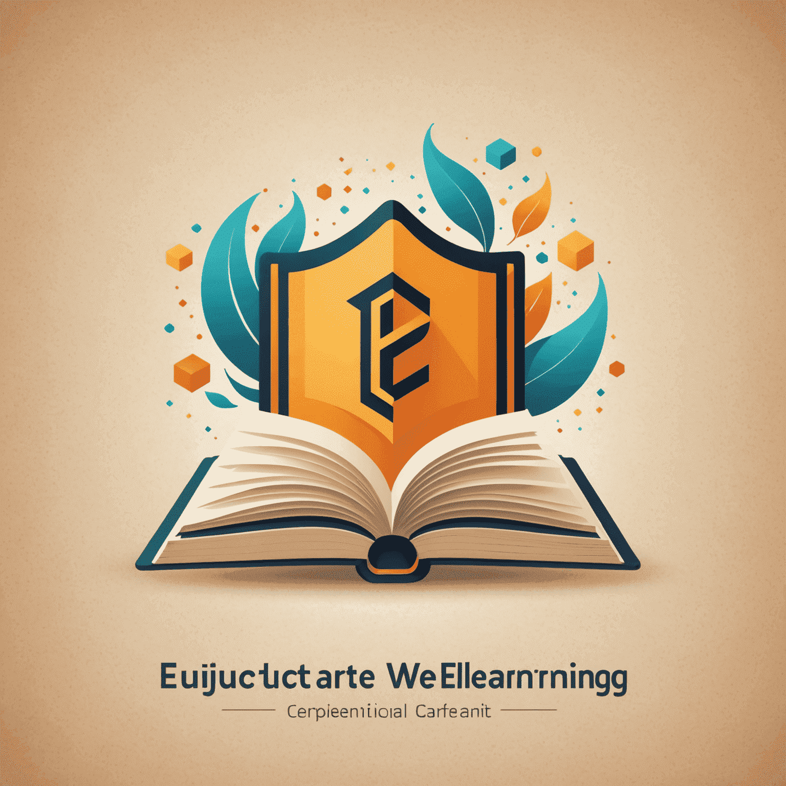 E-Learning Platforms logo featuring a stylized open book with digital elements, representing the fusion of traditional learning and modern technology
