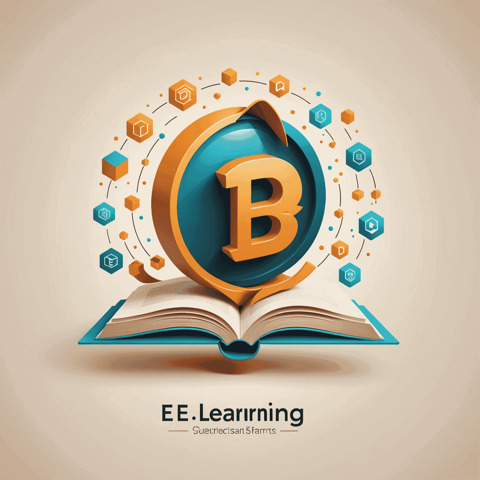E-Learning Platforms logo featuring a stylized open book with digital elements, representing the fusion of traditional learning and modern technology