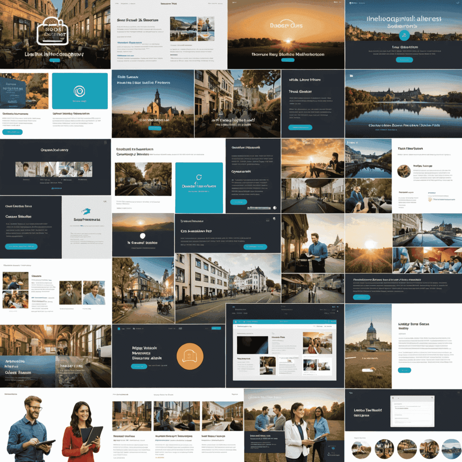 Collage of various e-learning platforms interfaces showing course catalogs, video lectures, and interactive quizzes