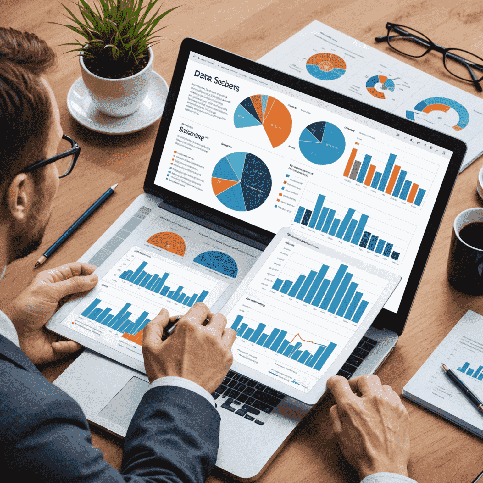 Data Science course illustration showing charts, graphs, and data visualization techniques