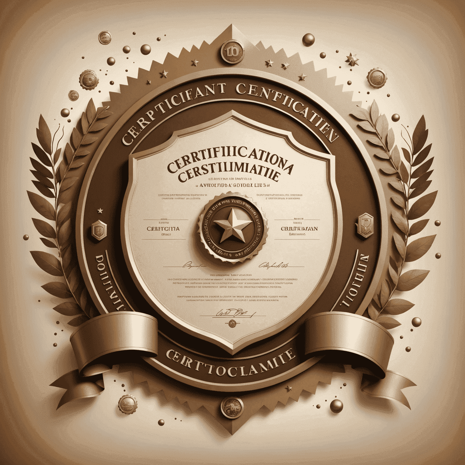 A sepia-toned illustration of a diploma or certificate with digital badges and industry logos floating around it, symbolizing the value of certification programs.